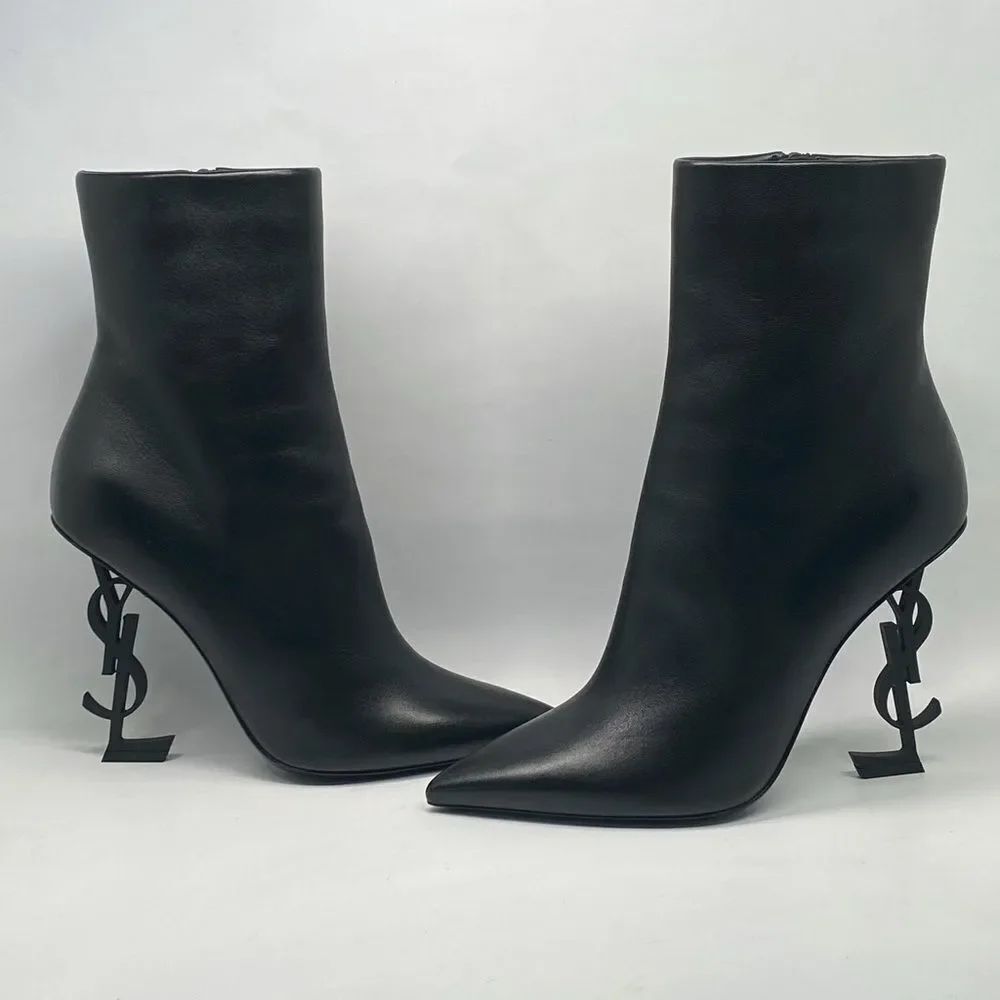 Saint Laurent Opyum Logo Leather Booties size 39.5